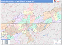 Kingsport-Bristol-Bristol Metro Area Digital Map Color Cast Style